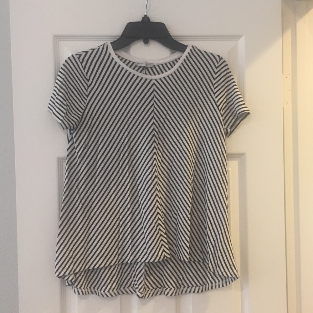 Zara Black white striped swing top m medium